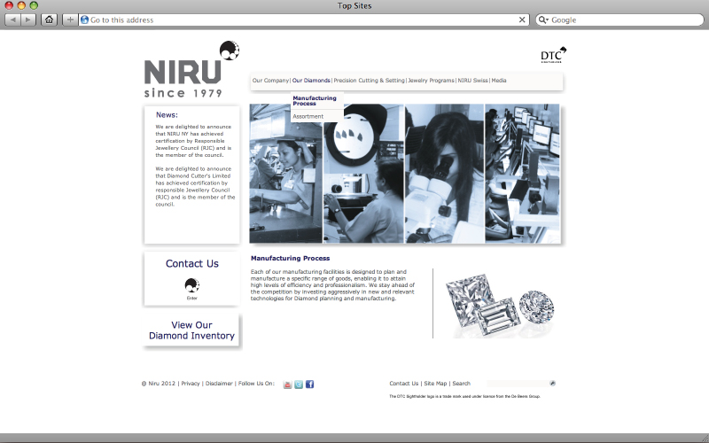 websites design - Niru Diamonds
